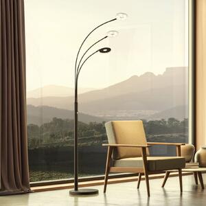FISCHER & HONSEL Lampadar LED Dent, negru, 185 cm, metal, CCT, 3 becuri., reglabil, Negru, Camera de zi / sufragerie, Metal, Modern, Umbrelă în picioare