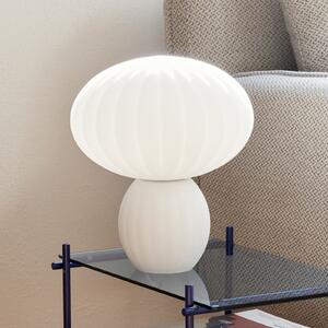 Hübsch Kumu lampă de masă, alb, sticlă, E14, înălțime 28 cm, Alb, Camera de zi / sufragerie, Sticlă, Design