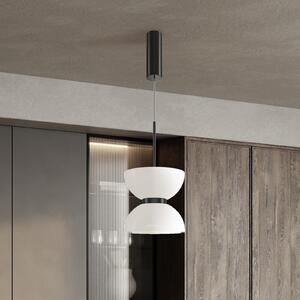 Maytoni Lampă suspendată LED Kyoto, alb/negru, Ø 22 cm, sticlă, Alb, Camera de zi / sufragerie, Sticlă, Modern