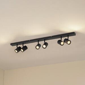 Lindby Spot de tavan Kardis, gri închis, 6 becuri, metal, GU10, reglabil, Gri, Hol, Aluminiu, Modern