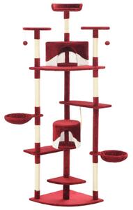 Ansamblu pisici, stâlpi din funie de sisal 203 cm Roșu și Alb