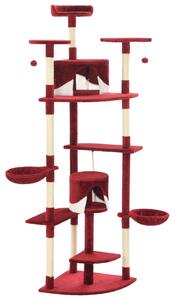 Ansamblu pisici, stâlpi din funie de sisal 203 cm Roșu și Alb