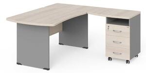 Statie de lucru de colt Manager 160 x 160 cm, dreapta, salcâm deschis / gri