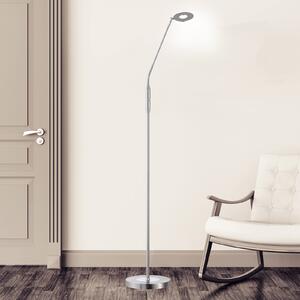 FISCHER & HONSEL Lampă de podea cu LED Dent, CCT, o singură lumină, nichel, reglabil, Gri, Camera de zi / sufragerie, Metal, Modern