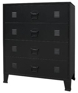 Comodă sertare, metal, stil industrial, 78x40x93 cm, negru