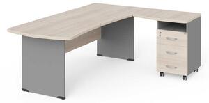Statie de lucru de colt Manager 200 x 160 cm, dreapta, salcâm deschis / gri