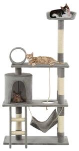 Ansamblu de joacă pisici, cu stâlpi funie sisal, 140 cm, gri