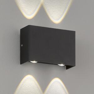 FISCHER & HONSEL Aplică LED de exterior Tokio negru, patru fluxuri, Negru, Metal, Perete unghiular