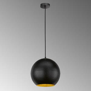 FISCHER & HONSEL Lampă suspendată Mylon, negru/auriu, sferică, reglabil, Negru, Camera de zi / sufragerie, Metal, Modern