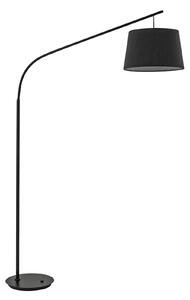 Ideallux Lampă de podea Daddy cu abajur textil, negru, Negru, Camera de zi / sufragerie, Metal, Modern, Proiector suspendat