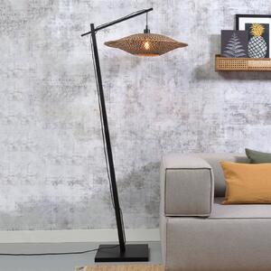 Good & Mojo GOOD MOJO Bali lampă de podea cadru negru Ø60cm, Negru, Camera de zi / sufragerie, Bamboo, Design