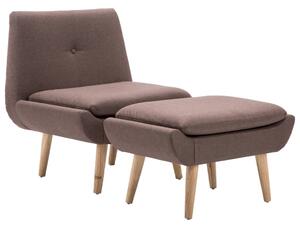 Fotoliu cu taburet, maro, material textil