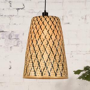Good & Mojo GOOD MOJO Kalimantan lampă susp., conică, H 48cm, reglabil, Lemn, Camera de zi / sufragerie, Bamboo, Design