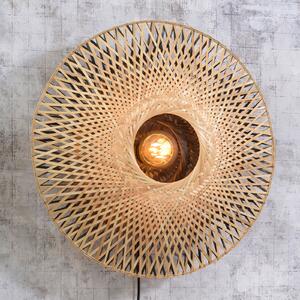 Good & Mojo GOOD MOJO Kalimantan perete, natural/negru, Ø 60cm, Lemn, Camera de zi / sufragerie, Bamboo, Design