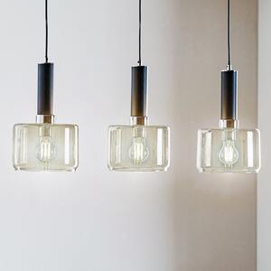 Jupiter Lampă suspendată Viva, fum/negru/crom, 3 becuri, reglabil, Transparent, Camera de zi / sufragerie, Sticlă, Modern