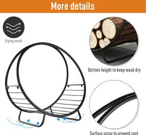 Outsunny Suport pentru lemne de foc Suport lemne in forma de cos design ridicat Greutate maxima 15 kg, negru 45x29.5x47cm