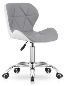 Scaun de birou, Artool, Avola, rotativ, piele ecologica, gri si alb, 47.5x55.5x84.5 cm