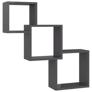 Rafturi de perete, cub, negru extralucios, 68x15x68 cm, PAL