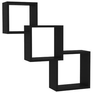 Rafturi de perete, cub, negru, 68x15x68 cm, PAL