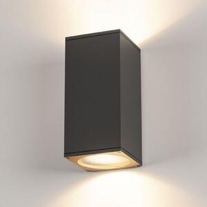 SLV Big Theo lampă de perete pentru exterior, 2 becuri, antracit, reglabil, Negru, Aluminiu, Modern, Perete unghiular