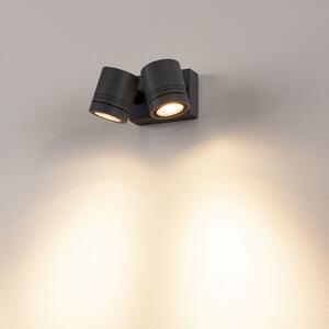 SLV Lampă de perete pentru exterior Myra, 2 lumini, antracit, reglabil, Negru, Metal, Modern