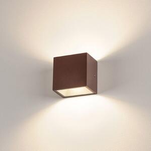SLV Sitra Cube LED pentru exterior, rugină, Maro / Rugină, Metal, Modern, Perete unghiular