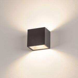 SLV Sitra Cube LED pentru exterior, antracit, Negru, Metal, Modern, Perete unghiular