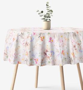 Goldea față de masă 100% bumbac deluxe - grădina de primăvară colorată - rotundă Ø 110 cm