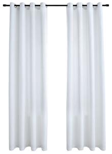 Draperii opace cu inele metalice, 2 buc., alb, 140 x 175 cm