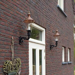 K.S. Verlichting Aplică de exterior Hoorn, soclu superior, negru, reglabil, Negru, Metal, Antichitate