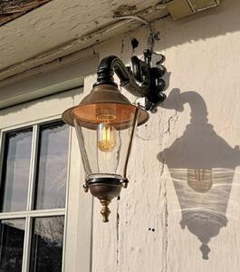 K.S. Verlichting Hoorn - Aplică de exterior, soclu inferior, negru, reglabil, Negru, Metal, Antichitate