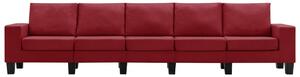 Canapea cu 5 locuri, roșu vin, material textil
