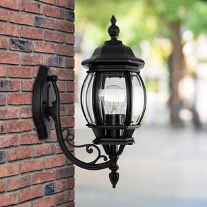 K.S. Verlichting Lampă de perete în aer liber Andrew sticlă cristal picioare negru, reglabil, Negru, Metal, Casă de țară / Rustic