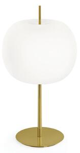 Kdln Lampă de masă Kushi XL, alamă/alb, înălțime 60 cm, dimabil, reglabil, Alb, Camera de zi / sufragerie, Sticlă, Design