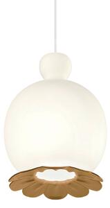 Kdln Opyo lampă suspendată, alamă, Ø 22 cm, sticlă, reglabil, Alb, Camera de zi / sufragerie, Sticlă, Design