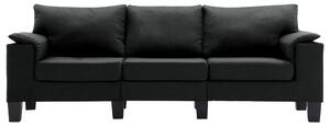 Canapea cu 3 locuri, negru, material textil