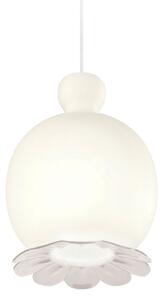 Kdln Opyo lampă suspendată, alb, Ø 22 cm, sticlă, reglabil, Alb, Camera de zi / sufragerie, Sticlă, Design