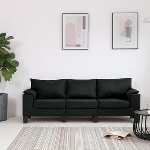 Canapea cu 3 locuri, negru, material textil