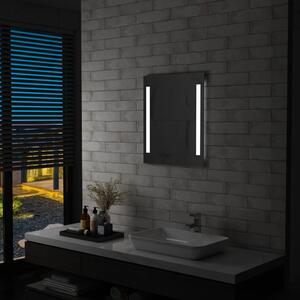 Oglindă cu LED de perete pentru baie, cu raft, 50 x 70 cm