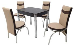 Set masă fixă Bronze Deco Wenge cu 4 scaune Crem Maro