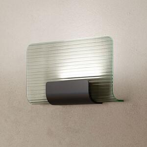 Kdln Aplică de perete LED Nami, negru, lățime 30 cm, sticlă, reglabil, Transparent, Camera de zi / sufragerie, Sticlă, Design