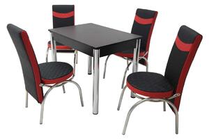 Set masă fixă Bronze Deco Wenge cu 4 scaune Negru Roșu