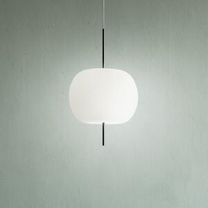 Kdln Lampă suspendată Kushi, negru/alb, Ø 16 cm, sticlă, reglabil, Alb, Camera de zi / sufragerie, Sticlă, Design, glob