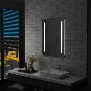 Oglindă cu LED de perete pentru baie, cu raft, 60 x 80 cm