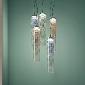 Kdln lampă suspendată LED Jer 1, albastru fum, Ø 10 cm, sticlă, reglabil, Albastru, Camera de zi / sufragerie, Sticlă, Design