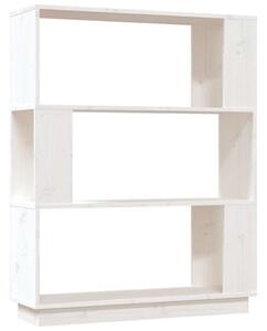 Bibliotecă/Separator cameră, alb, 80x25x101 cm, lemn masiv pin