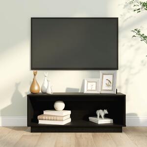 Comodă TV, negru, 90x35x35 cm, lemn masiv de pin