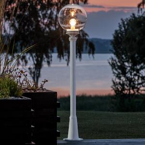 Konstsmide Lampă de trotuar Linus, alb, cu abajur glob clar, Alb, Metal