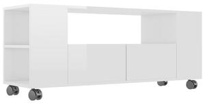 Comodă TV, alb extralucios, 120x35x48 cm, lemn prelucrat