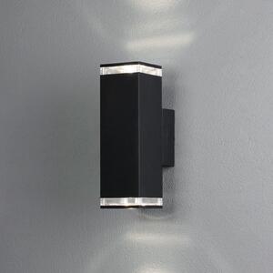 Konstsmide Aplică de exterior Pollux, 23,5 cm, negru, aluminiu, 2 becuri., reglabil, Negru, Metal, Modern, Perete unghiular